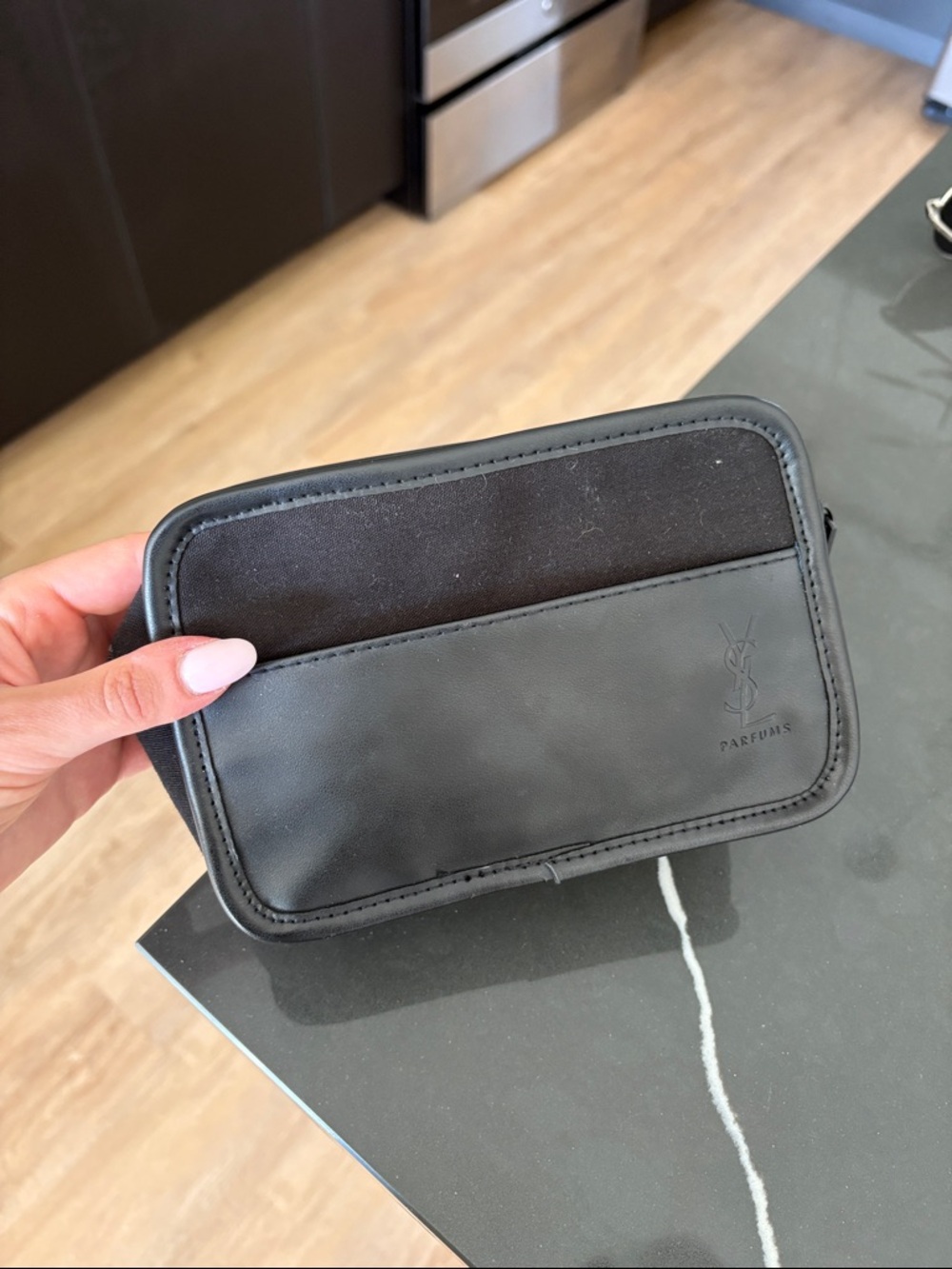 Yves Saint Laurent Black Leather Toiletry Pouch